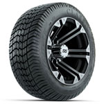 GTW Specter Black and Machined 12 in Wheels with 215/ 40-12 Excel Lo-Pro Street Tires - Set of 4