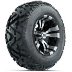 GTW Vampire Black and Machined 12 in Wheels with 23 in Barrage Mud Tires - Set of 4