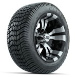 GTW Vampire Black and Machined 12 in Wheels with 215/ 40-12 Excel Lo-Pro Street Tires - Set of 4