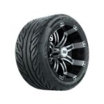 12 Inch GTW Tempest Black/ Machined Wheels with Fusion GTR Street Tires