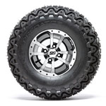 Set of 4 GTW 10in Storm Tooper Black and Machined Wheels with 22in Predator A-T Tires