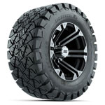 GTW Specter Black and Machined 12 in Wheels on 22 in Timberwolf Mud Tires - Set of 4