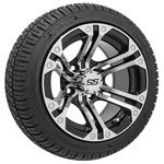 GTW Specter Black and Machined 12 in Wheels with 18 in Fusion Street Tires - Set of 4