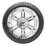 GTW Specter Chrome 12 in Wheels with 18 in Mamba Street Tires - Set of 4