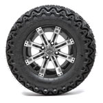 GTW Tempest Black and Machined 12 in Wheels with 23 in Predator All-Terrain Tires - Set of 4