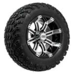 Set of 4 GTW 12in Tempest Black and Machined Wheels with 22in Sahara Classic A-T Tires