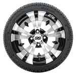GTW Vampire Black and Machined Wheels with 18in Fusion DOT Approved Street Tires - 12 Inch