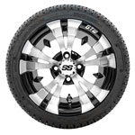 GTW Vampire Black and Machined 12 in Wheels with 18 in Fusion Street Tires - Set of 4