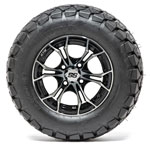 Set of 4 GTW 12in Spyder Black and Machined Wheels with 22in Timberwolf Mud Tires