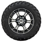 GTW Spyder Black and Machined 12 in Wheels with 22 in Sahara Classic All-Terrain Tires - Set of 4