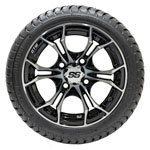 GTW Spyder Black and Machined 12 in Wheels with 18 in Mamba Street Tires - Set of 4