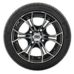 GTW Spyder Machined and Black Wheels with 18in Fusion DOT Approved Street Tires - 12 Inch