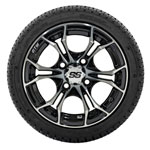 GTW Spyder Machined and Black 12 in Wheels with 18 in Fusion Street Tires - Set of 4