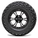 Set of 4 GTW 12in Spyder Black and Machined Wheels with 23in DOT Predator A-T Tires