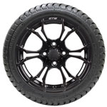 GTW Spyder Matte Black 12 in Wheels with 18 in Mamba Street Tires - Set of 4