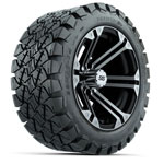 GTW Specter Black and Machined 14 in Wheels with 22 in Timberwolf Mud Tires - Set of 4
