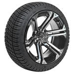 GTW Specter Black and Machined Wheels with 18in Fusion DOT Approved Street Tires - 14 Inch