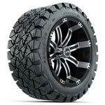 GTW Tempest Black and Machined 14 in Wheels with 22 in Timberwolf Mud Tires - Set of 4