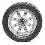 GTW Tempest Chrome Wheels with 22in Timberwolf Mud Tires - 14 Inch