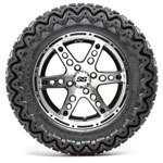 Set of 4 GTW 14in Dominator Black and Machined Wheels with 23 Inch Predator A-T Tires