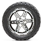 GTW Dominator Black and Machined 14 in Wheels with 22in Timberwolf Mud Tires - Set of 4