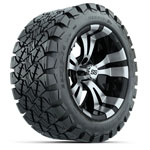 GTW Vampire Black and Machined 14 in Wheels with 22 in Timberwolf Mud Tires - Set of 4