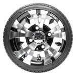 GTW Vampire Black and Machined Wheels with 18in Fusion DOT Approved Street Tires - 14 Inch