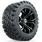 GTW Machined/ Black Spyder 14 in Wheels with 22x10-14 Timberwolf All-Terrain Tires - Set of 4