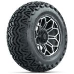 GTW Matte Machined/ Gray Bravo 14 in Wheels with 23x10-14 GTW Predator All-Terrain Tires - Set of 4