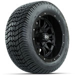 GTW Matte Black Diesel 12 in Wheels with 215/ 40-12 Excel Classic Street Tires - Set of 4