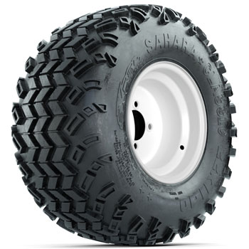 BuggiesUnlimited.com; White Steel Offset 10 in Wheels with 22x11-10 Sahara Classic All-Terrain Tires - Set of 4
