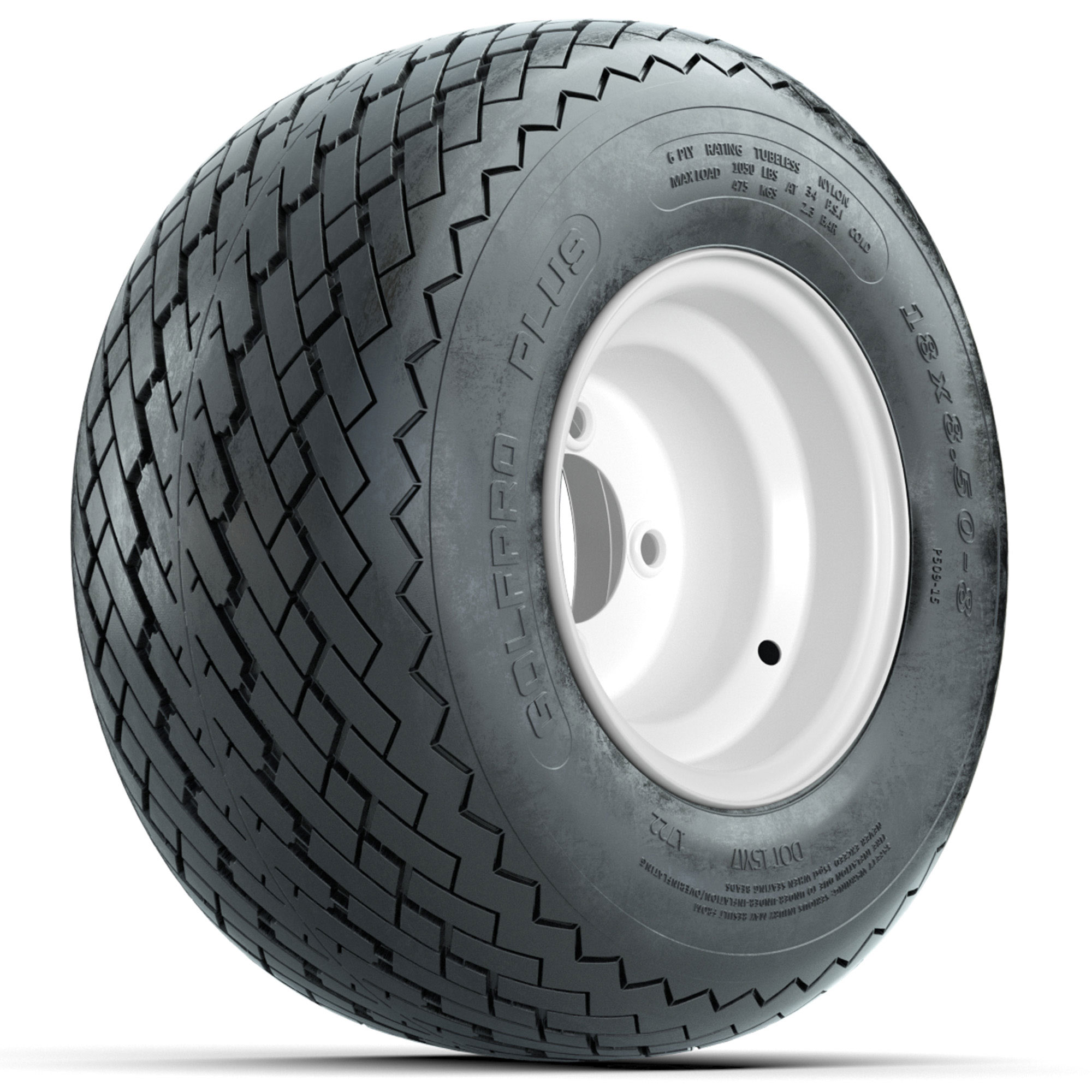 White Steel 8 in Wheels with 6-Ply 18 in Golf Pro Plus Sawtooth Tires ...