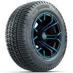 GTW Blue/ Black Spyder 12 in Wheels with 215/ 50-R12 Fusion S/ R Street Tires - Set of 4