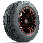 GTW Red/ Black Spyder 12 in Wheels with 215/ 50-R12 Fusion S/ R Street Tires - Set of 4