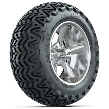 BuggiesUnlimited.com; GTW Chrome Godfather 14 in Wheels with 23x10-14 GTW Predator All-Terrain Tires - Set of 4