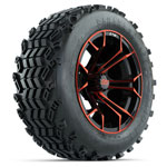 GTW Red/ Black Spyder 14 in Wheels with 23x10-14 Sahara Classic All-Terrain Tires - Set of 4