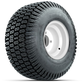 BuggiesUnlimited.com; White Steel 8 in Wheels with 18 in GTW S-Tread Traction Tires - Set of 4
