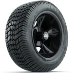 GTW Black Godfather 12 in Wheels with 215/ 40-12 Excel Classic Street Tires - Set of 4