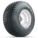 White Steel 8 in Wheels with 18 in S-Pattern Traction Tires - Set of 4