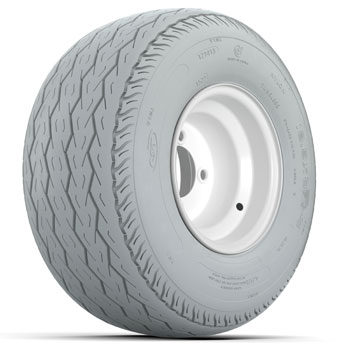 BuggiesUnlimited.com; White Steel 8 in Wheels with 18.5 in Gray Non-Marking Tires 4-Ply - Set of 4