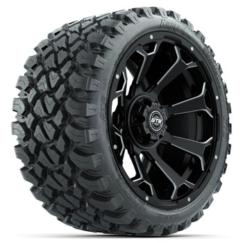 BuggiesUnlimited.com; GTW Raven Matte Black 15 in Wheels with 23 in Nomad All Terrain Tires - Set of 4