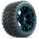 GTW Spyder Black/ Blue 15 in Wheels with 23 in Nomad All Terrain Tires - Set of 4