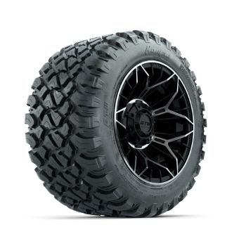 BuggiesUnlimited.com; GTW Stellar Machined & Black 12 in Wheels with 22x11-R12 Nomad All-Terrain Tires - Set of 4