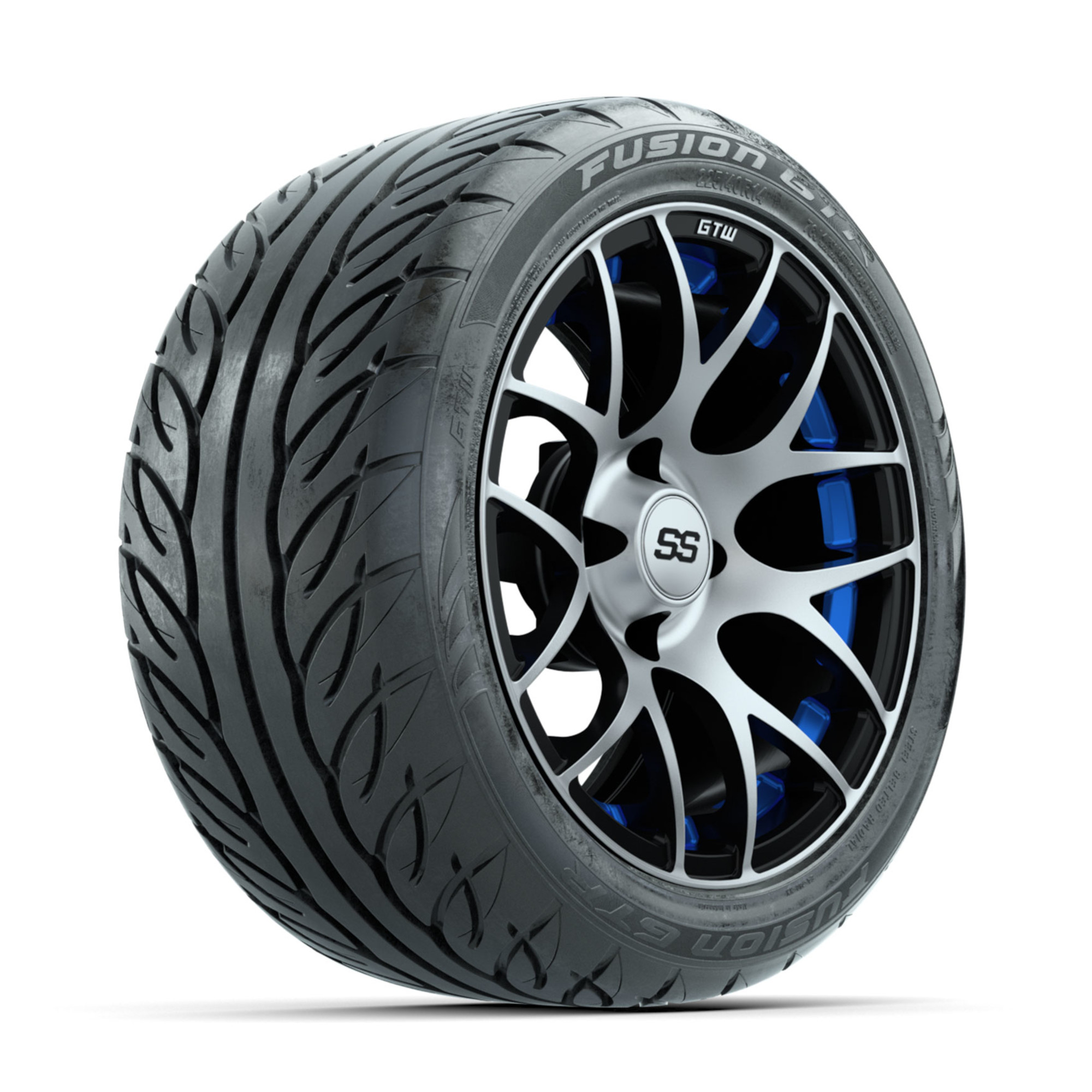 GTW Pursuit Machined/Blue 14 in Wheels with 225/40-R14 Fusion GTR ...