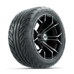 GTW Spyder Machined/ Black 14 in Wheels with 225/ 40-R14 Fusion GTR Street Tires – Set of 4