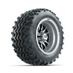 GTW Medusa Machined/ Black 10 in Wheels with 18x9.50-10 Rogue All Terrain Tires – Set of 4