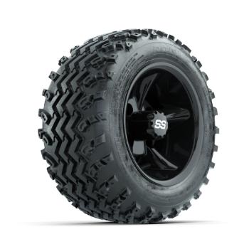 BuggiesUnlimited.com; GTW Godfather Black 10 in Wheels with 18x9.50-10 Rogue All Terrain Tires – Set of 4