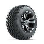 GTW Vampire Machined/ Black 12 in Wheels with 22x11.00-12 Rogue All Terrain Tires – Set of 4