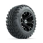 GTW Spyder Machined/ Black 12 in Wheels with 22x11.00-12 Rogue All Terrain Tires – Set of 4