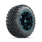 GTW Spyder Blue/ Black 12 in Wheels with 22x11.00-12 Rogue All Terrain Tires – Set of 4